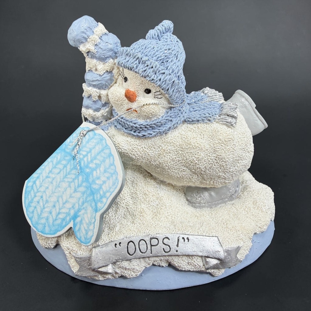 Snow Buddies Oops Snowman Ice Skating Figurine Encore Group Blue White 4in